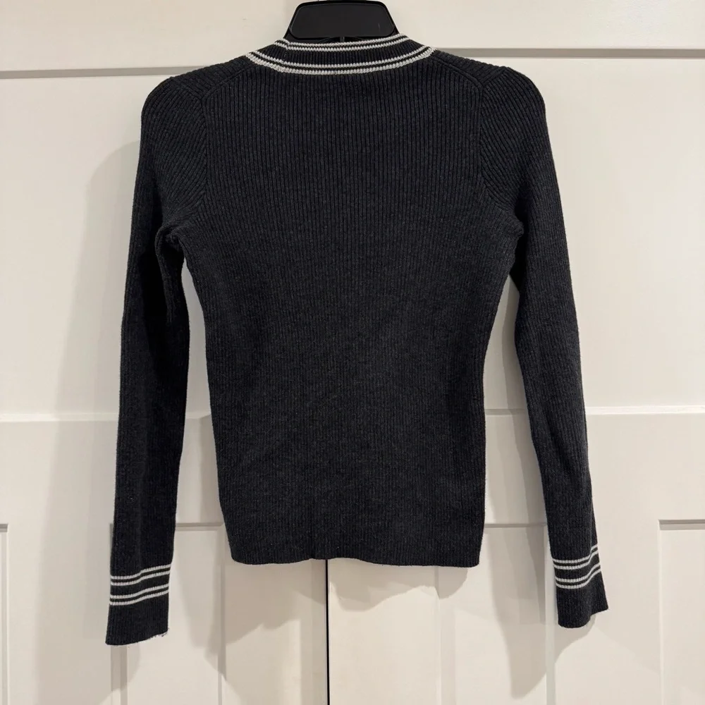 Faherty Mikki Cardigan Sweater, Black Cinder Sideline Stripe, Size Medium - Picture 4 of 13